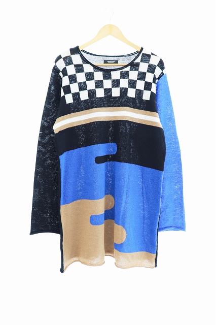 アンダーカバー Undercover aw 総柄 カットオフ ウール ロング ニット セーター Ucz4910 2 2 ブラック ブラウン ブルー ブランド古着ベクトル 中古 14 0110 メンズ 034 ベクトルパーク