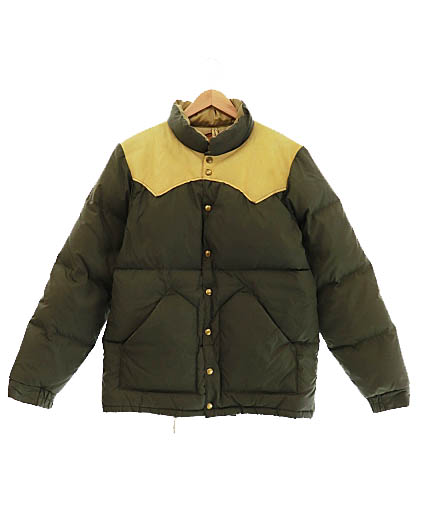 ロッキー マウンテン フェザーベッド Rocky Mountain Featherbed レザー切替 ダウン ジャケット 40 緑 カーキ ブランド古着ベクトル 中古 1226 0070 メンズ 034 ベクトルパーク
