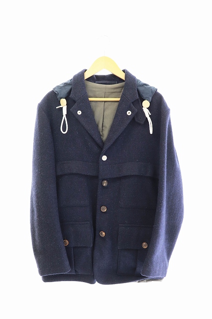 ナイジェルケーボン Nigel Cabourn Harris Tweed ハリスツイード Sherpa 1930s Jacket ジャケット ウール 50 紺 ネイビー ブランド古着ベクトル 中古 00 メンズ 034 ベクトルパーク