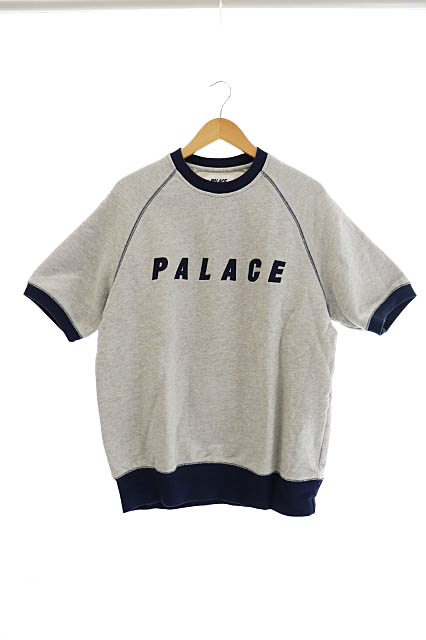 パレス Palace 18ss Short Crew ロゴ 刺繍 半袖 スウェット トレーナー S グレー ネイビー ブランド古着ベクトル 中古 0015 メンズ 034 ベクトルパーク