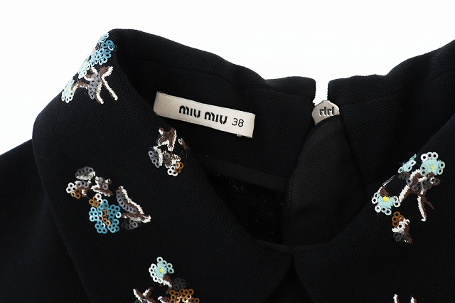 ミュウミュウ Miumiu 衿刺繍 ワンピース 38 黒 ブラック ブランド古着ベクトル 中古 01 レディース 034 ベクトルパーク ミュウミュウ Miumiu 衿刺繍 ワンピース 38 黒 ブラック ブランド古着ベクトル 中古 01 レディース 034 ベクトルパーク