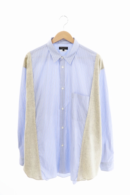 コムデギャルソンオムプリュス Comme Des Garcons Homme Plus 18ss ストライプ 切替 オーバーサイズ 長袖 シャツ Pa B004 L 青 ブルー ブランド古着ベクトル 中古 2107 0100 メンズ 034 ベクトルパーク