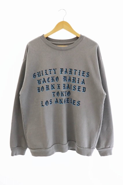 ワコマリア Wacko Maria Born X Raised ボーン アンド レイズド Crewneck Sweatshirt スウェット トレーナー L グレー ブランド古着ベクトル 中古 0080 メンズ 034 ベクトルパーク