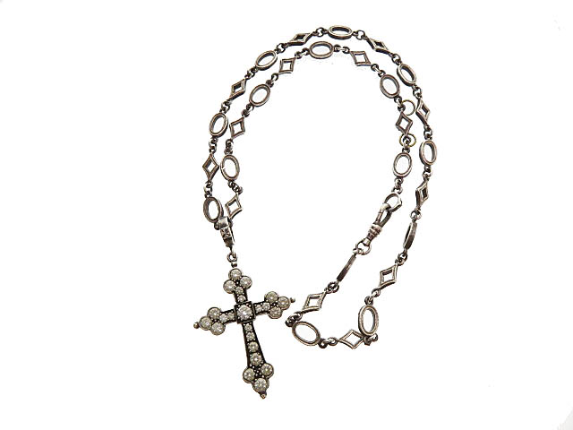 ローリーロドキン Loree Rodkin ゴシッククロス L ラージ トップ ミルグレイン チェーン シルバー 925 ネックレス ブランド古着ベクトル 中古 0100 メンズ 034 ベクトルパーク