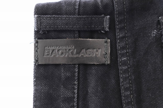 イサムカタヤマバックラッシュ Isamu Katayama Backlash 13 5oz ブーツカット デニム パンツ クラッシュ加工 シュリンク加工 M 黒 ブラック ブランド古着ベクトル 中古 107 メンズ 034 ベクトルパーク