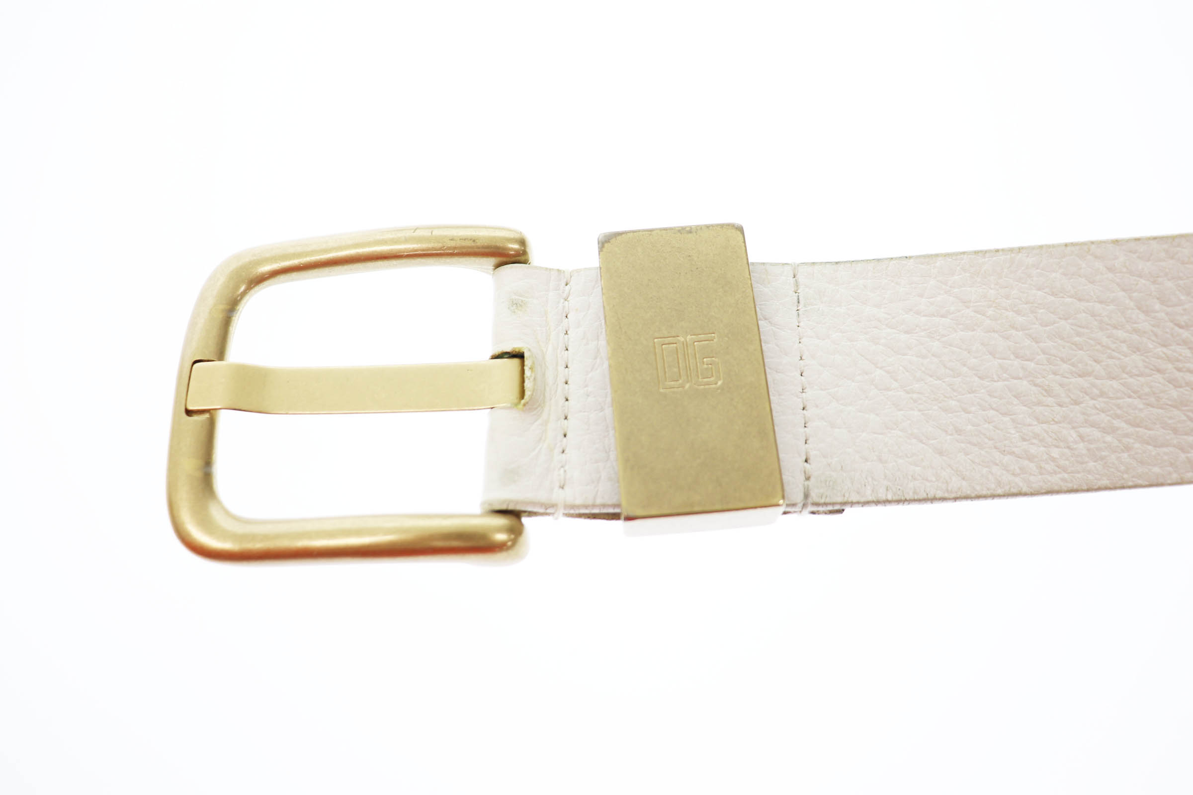 ドルチェ ガッバーナ ドルガバ Dolce Gabbana レザー スタッズ ベルト 白 ホワイト ブランド古着ベクトル 中古 108 メンズ 034 ベクトルパーク