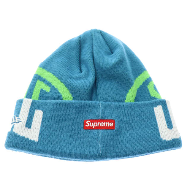 シュプリーム SUPREME 21AW New Era 2-Tone Logo Beanie ニューエラ 2トーン ロゴ ビーニー ニットキャップ 青 ブルー ブランド古着ベクトル 中古 ☆AA★▲ 220212/103 メンズ