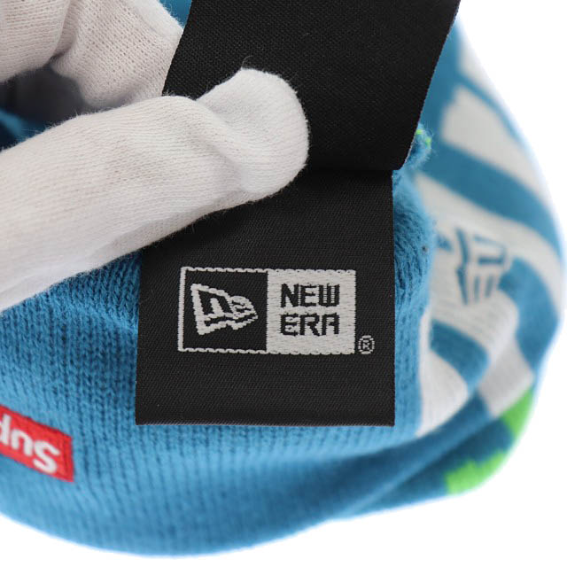 シュプリーム SUPREME 21AW New Era 2-Tone Logo Beanie ニューエラ 2トーン ロゴ ビーニー ニットキャップ 青 ブルー ブランド古着ベクトル 中古 ☆AA★▲ 220212/103 メンズ
