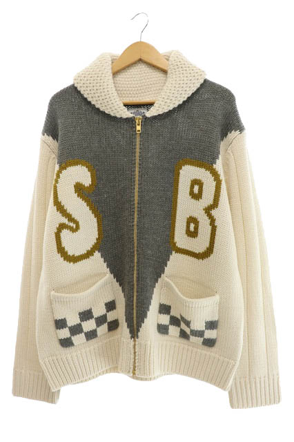 ビリオネアボーイズクラブ B.B.C BILLIONAIRE BOYS CLUB ICE CREAM アイスクリーム ロゴ カウチン ニット ジップ ジャケット L 白 オフホワイト ブランド古着ベクトル 中古 ■● 220207/103 メンズ 在庫処分価格 BILLIONAIREBOYSCLUB ニットベスト ビリオネアボーイズクラブ ダウンベスト