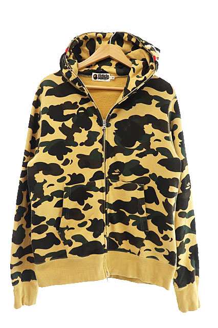 アベイシングエイプ A BATHING APE 1ST CAMO SHARK FULL ZIP HOODIE ファースト カモ 迷彩 シャーク  フルジップ フーディー パーカー M ベージュ ブランド古着ベクトル 中古 230518/103 メンズ 034-902305120005 |  ベクトルパーク