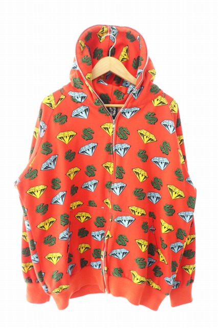 ビリオネアボーイズクラブ B.B.C DIAMOND & DOLLAR FULL ZIP HOODIE 