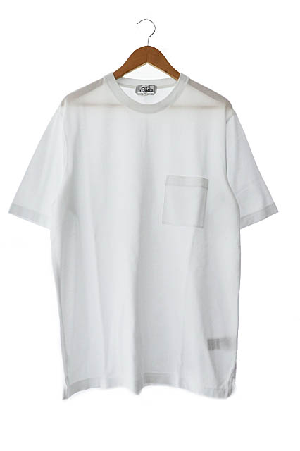 エルメス HERMES 23SS H ロゴ 刺繍 ポケット 鹿の子 半袖 Tシャツ XL 