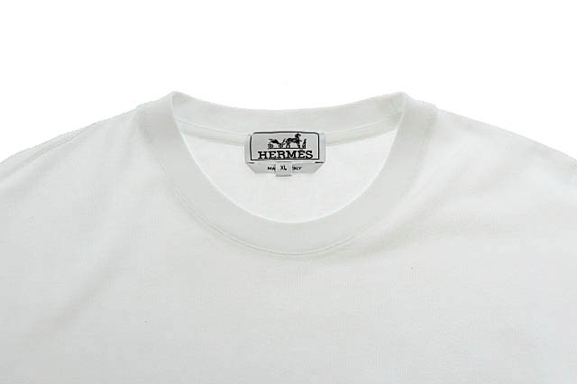 エルメス HERMES 23SS H ロゴ 刺繍 ポケット 鹿の子 半袖 Tシャツ XL 