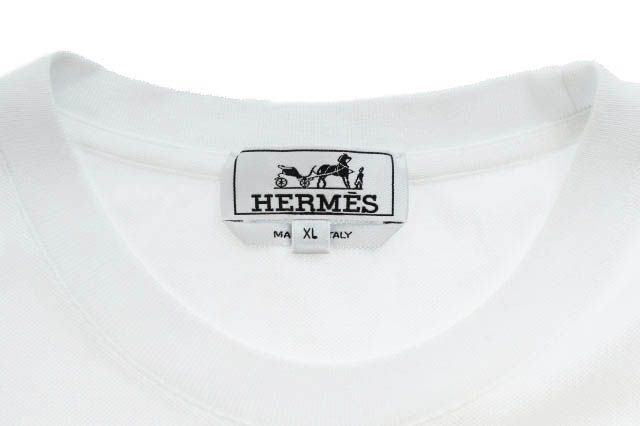 エルメス HERMES 23SS H ロゴ 刺繍 ポケット 鹿の子 半袖 Tシャツ XL 