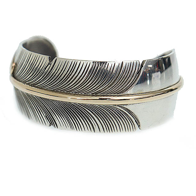 ナバホ族 NAVAJO CHRIS CHARLEY 12k GF Sterling Feather Cuff クリス 