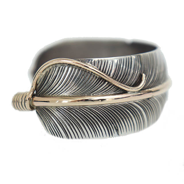 ナバホ族 NAVAJO CHRIS CHARLEY 12k GF Sterling Feather Cuff 
