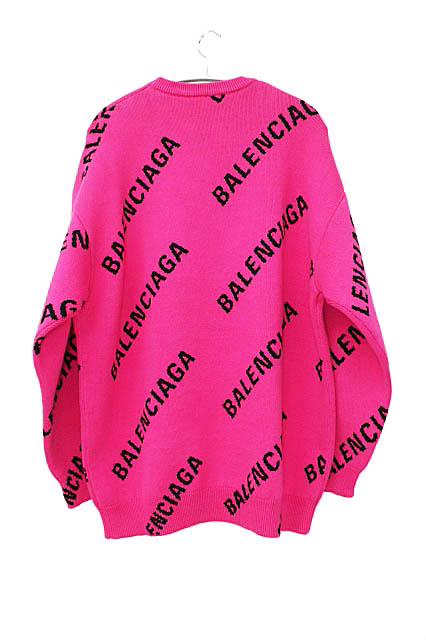 バレンシアガ BALENCIAGA 21AW ロゴ 総柄 オーバーサイズ ニット 