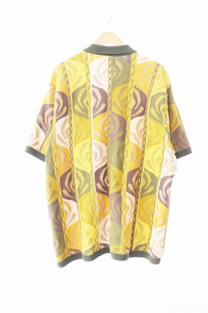 XL)Supreme Abstract Textured Zip Up Polo