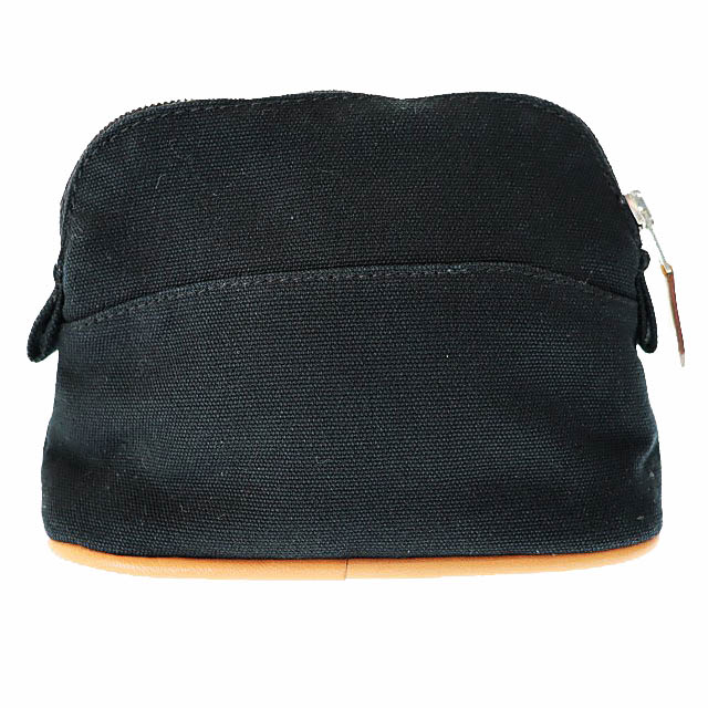 エルメス HERMES ボリード ポーチ 15 ミニミニ キャンバス レザー 黒 