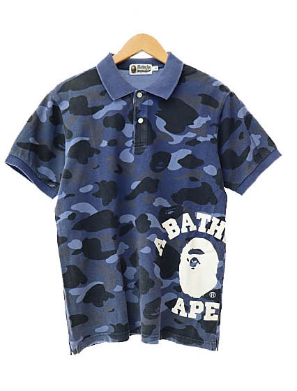 アベイシングエイプ A BATHING APE ブルー カモ 迷彩 ロゴ プリント 