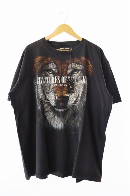 KEISER CLARK カイザークラーク VINTAGE REMAKE Wolf T-Shirt ヴィンテージ リメイク プリント ウルフ 半袖T シャツ XXL 黒 ブラック ブランド古着ベクトル 中古 250629 メンズ 034-902506280050