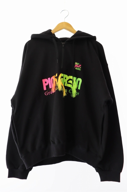 ダブレット doublet 19SS GRADATION NEON EMBROIDERY HALF-ZIP HOODIE 
