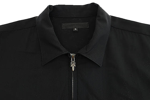 【中古】クロムハーツ CHROME HEARTS ダガー ジップアップ ウール シャツ ジャケット ブルゾン S 黒 ☆AA★250828 クロムハーツ CHROME HEARTS ダガー ジップアップ ウール シャツ