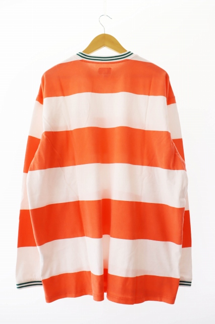 【中古】シュプリーム 19AW Printed Stripe L/S Top ワンポイント ロゴ 刺繍 ボーダー 長袖Tシャツ L ☆AA★ 250827 シュプリーム SUPREME 19AW Printed Stripe L/S Top ワンポイント ロゴ