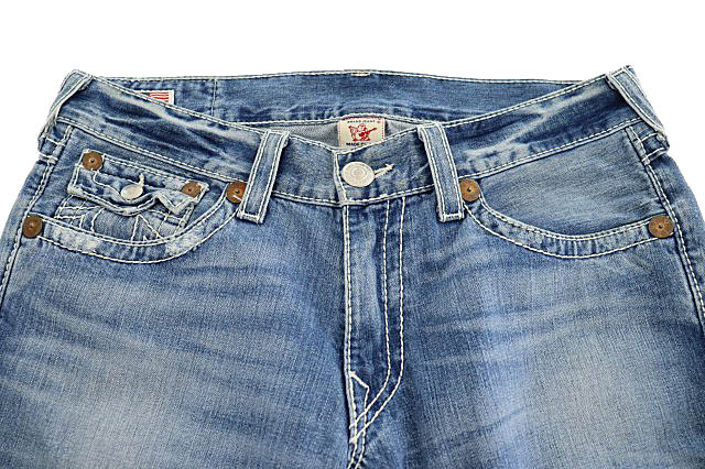 トゥルーレリジョン TRUE RELIGION ロゴ 刺繍 カットオフ デニム