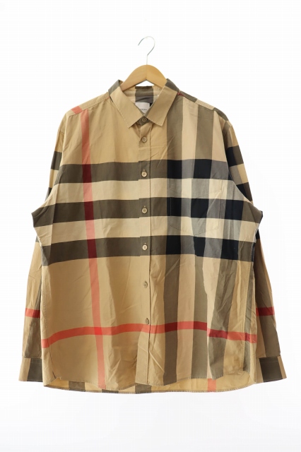 【中古】バーバリー BURBERRY ノバチェック レギュラーカラー 長袖シャツ 8010213 XXXL ライトブラウン ☆AA★250825 バーバリー BURBERRY CHECK SHIRTS ノバチェック レギュラーカラー