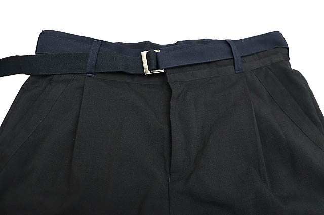 【中古】サカイ sacai 21AW SUITING PANTS スーチング テーパード トラウザーズ パンツ スラックス 3 黒 紺●250921 サカイ sacai 21AW SUITING PANTS スーチング テーパード トラウザーズ