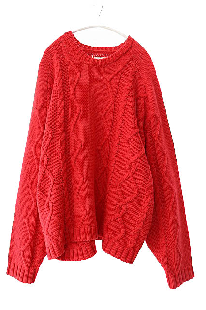 【中古】ANCELLM アンセルム 25AW CABLE STITCH KNIT ケーブル ステッチ ニット セーター ANC-KN14-B 1 赤■251002 ANCELLM アンセルム 25AW CABLE STITCH KNIT ケーブル ステッチ ニット
