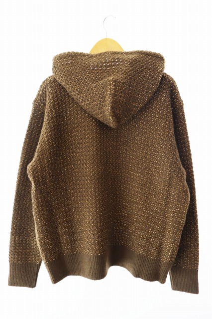 【中古】STEAF スティーフトライブ ウィービング フーディー ニット パーカー OUINOA BROWN S25AW-K02 L ブラウン●■ STEAF スティーフ TRIBE WEAVING HOODIE トライブ ウィービング