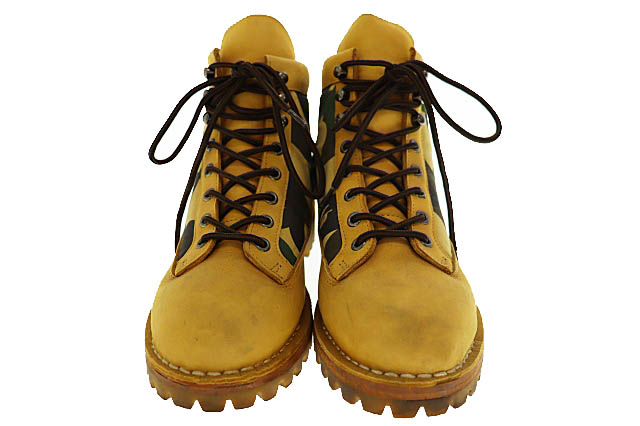 【中古】アベイシングエイプ A BATHING APE COMBAT BOOTS 迷彩カモフラ ヌバック コンバット ブーツ US8▲251109 アベイシングエイプ A BATHING APE COMBAT BOOTS 迷彩カモフラ