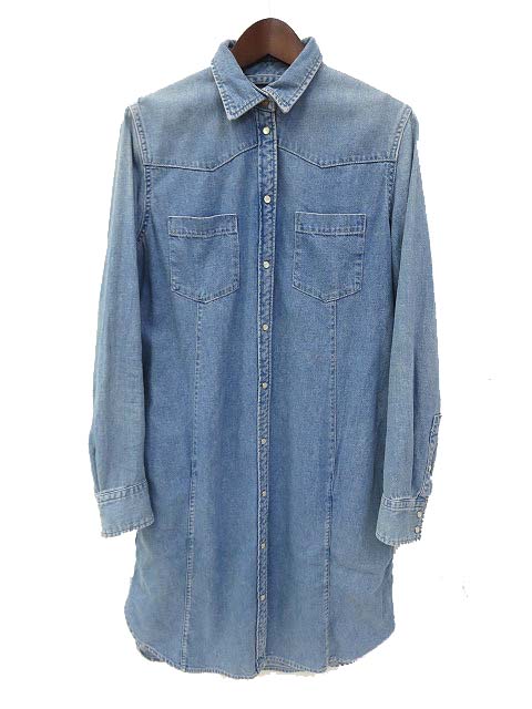 Macphee マカフィー トゥモローランド 長袖 デニム ウエスタン シャツ ワンピース 38 インディゴ レディース 036 ベクトルパーク