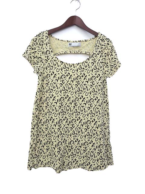 Sly スライ 豹柄 レオパード 半袖 バックシャン 背中開き カットソー 1 イエロー系 レディース 036 ベクトルパーク