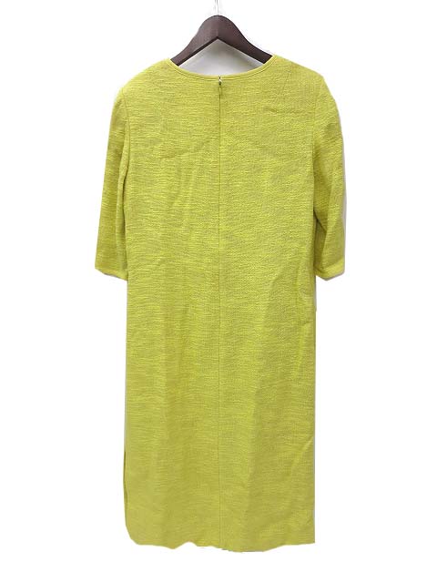 Jun Ashida ジュンアシダ 七分袖 スクエアネック リネン混 ワンピース 11 イエロー レディース 036 201908110287 ベクトルパーク