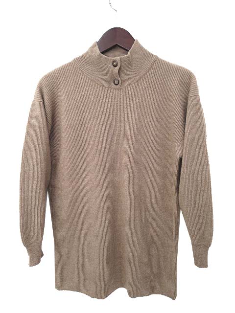 ブランド不明 ハイネック リブ編み 長袖 カシミヤ ニット 42 ライトブラウン レディース 036 ベクトルパーク