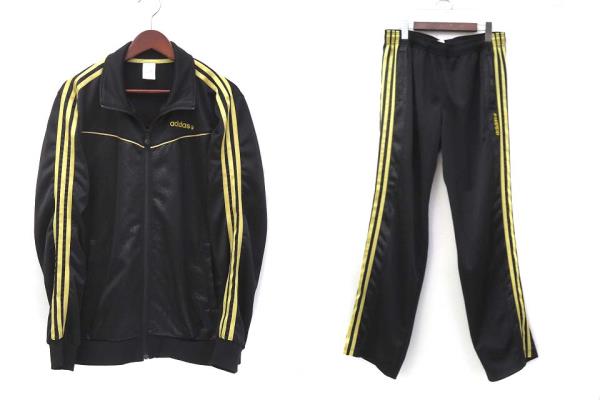 美品 adidas トラックジャケット パンツ セットアップ 黒 ストライプ アディダス adidas ジャケット パンツ 0 黒 ブラック トラック