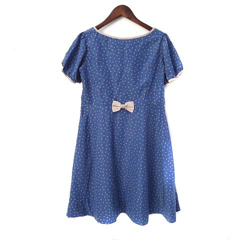 アナトリエ Anatelier ワンピース 36 S 青 ブルー 半袖 ドット フレア サイドジップ レディース 036 ベクトルパーク