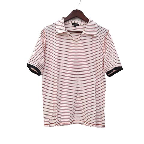クルチアーニ Cruciani カットソー 52 Xl ホワイト オレンジ 半袖 ボーダー プルオーバー シャツ 美品 メンズ 036 ベクトルパーク