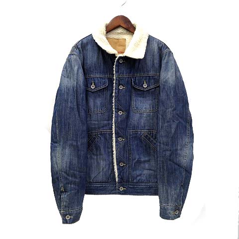 パープルアンドイエロー パープル イエロー Purple Yellow デニム ジャケット L インディゴ 裏ボア 中綿入り 無地 シンプル メンズ 036 ベクトルパーク