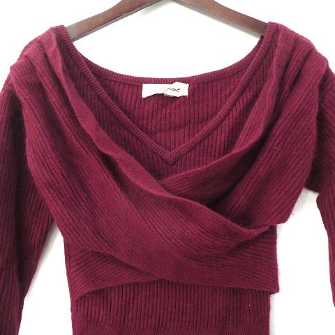 スナイデル Snidel ニット ワンピース 0 S ボルドー アンゴラ混 長袖 ミニ 無地 カシュクール Swn レディース 036 ベクトルパーク