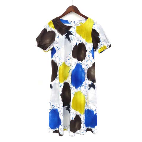 イクコ Ikuko ワンピース 2 M 白 ホワイト コットン 半袖 総柄 フレア レディース 036 ベクトルパーク