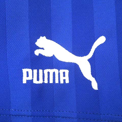 未使用 プーマ スポーツ ワンポイントロゴ刺繍 ジャージ ショートパンツ M ブルー PUMA メンズ   【230422】 メール便可