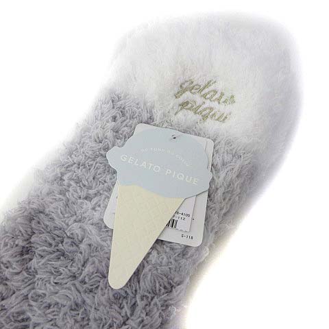 未使用品 ジェラートピケ Gelato Pique ソックス F グレー グラデーション ボーダー ロゴ 刺繍 ロング モコモコ Pwgs レディース 036 ベクトルパーク