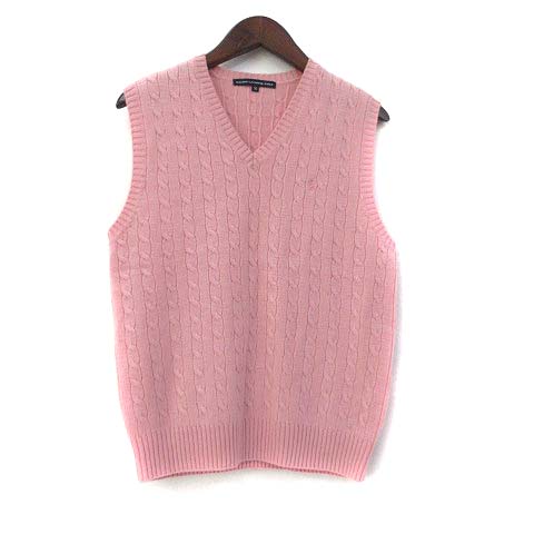 ラルフローレン Ralph Lauren Golf ニット ベスト M ピンク ウール カシミヤ ポニー 刺繍 ケーブル編み プルオーバー レディース 036 ベクトルパーク