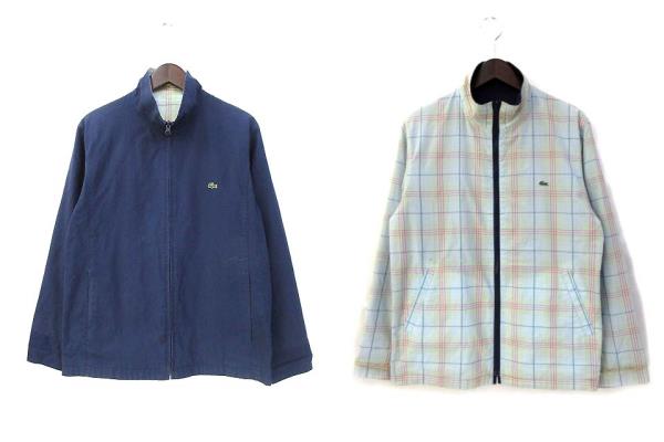ラコステ Lacoste ジャケット 紺 ネイビー コットン 無地 チェック リバーシブル ワニ 刺繍 メンズ 036 ベクトルパーク