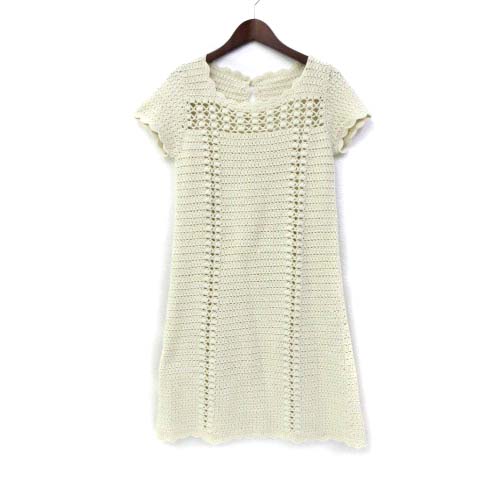 プライベートレーベル Private Label ニット ワンピース 2 M アイボリー コットン 半袖 ミニ レディース 036 ベクトルパーク