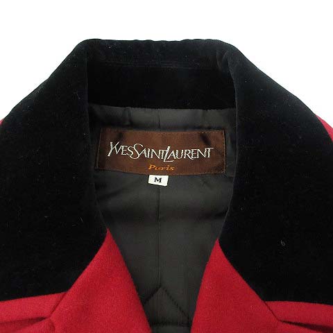 イヴサンローラン YVES SAINT LAURENT チェスター コート M 赤 レッド 